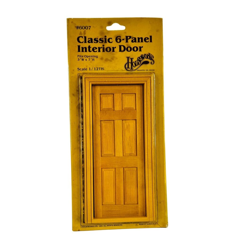 VTG 1982 Houseworks Dollhouse Miniature Classic 6 Panel Interior Door 1:12 #6007